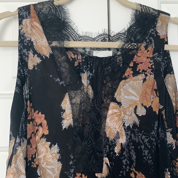 Free People Black Floral Print Slip Dress - So You Say Printed Slip Night Combo - Picture 5 of 6